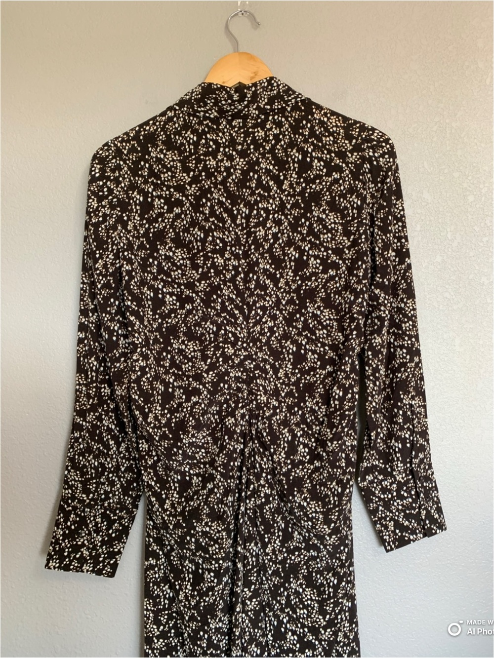 Madewell Ruched Midi Shirtdress in Bridgette Spots Brown Long Sleeve Size 2 NWT - Picture 9 of 17